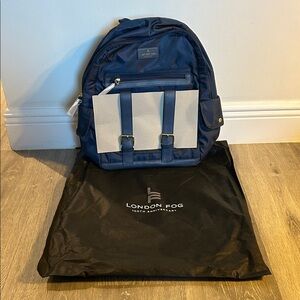 London Fog Men's Backpack in Navy and Gray
